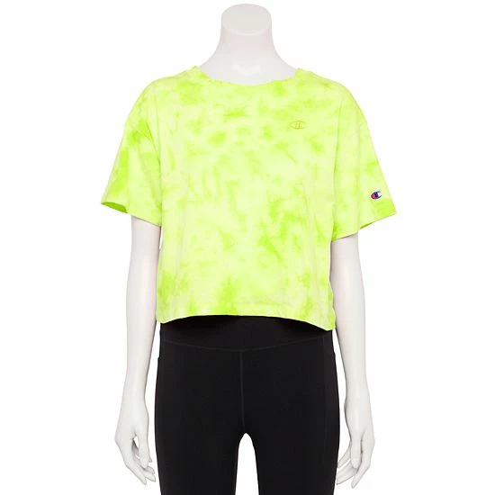 Women's Champion® Tie-Dye Crop Tee Crush Dye Fresh Teal 3 Women's Champion® Tie-Dye Crop Tee Crush Dye Fresh Teal