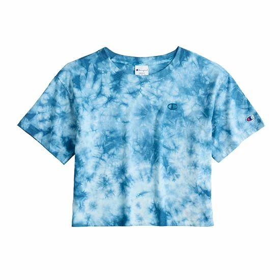 Women's Champion® Tie-Dye Crop Tee Crush Dye Fresh Teal 5 Women's Champion® Tie-Dye Crop Tee Crush Dye Fresh Teal - Image 3