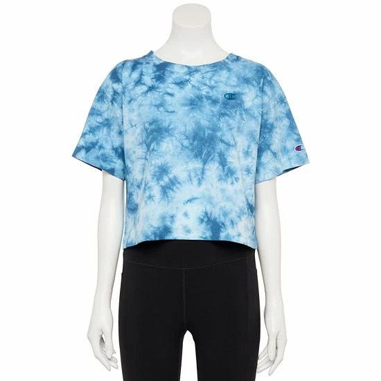 Women's Champion® Tie-Dye Crop Tee Crush Dye Fresh Teal 9 Women's Champion® Tie-Dye Crop Tee Crush Dye Fresh Teal - Image 7