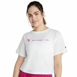 Women's Champion® Crop Graphic Tee White Fresh Teal -Champion shop unnamed file 3824