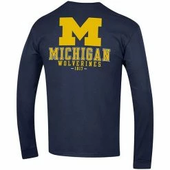 Men's Champion Navy Michigan Wolverines Team Stack Long Sleeve T-Shirt -Champion shop unnamed file 4193