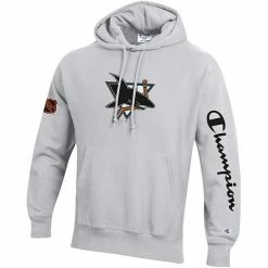 Men's Champion Heathered Gray San Jose Sharks Reverse Weave Pullover Hoodie 4 Men's Champion Heathered Gray San Jose Sharks Reverse Weave Pullover Hoodie -Champion shop unnamed file 4227