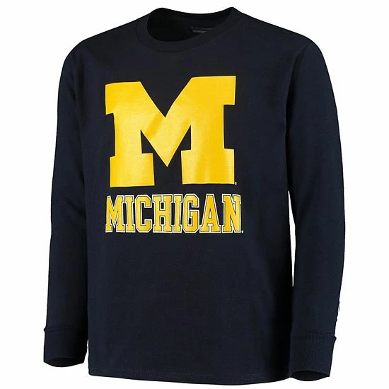 Youth Champion Navy Michigan Wolverines Lockup Long Sleeve T-Shirt 5 Youth Champion Navy Michigan Wolverines Lockup Long Sleeve T-Shirt - Image 3