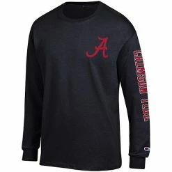 Men's Champion Black Alabama Crimson Tide Team Stack 3-Hit Long Sleeve T-Shirt -Champion shop unnamed file 4344