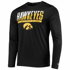 Men's Champion Black Iowa Hawkeyes Wordmark Slash Long Sleeve T-Shirt -Champion shop unnamed file 4390