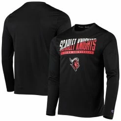 Men's Champion Black Rutgers Scarlet Knights Wordmark Slash Long Sleeve T-Shirt
