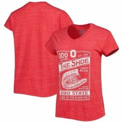 Women's Champion Scarlet Ohio State Buckeyes Vault Logo Tri-Blend V-Neck T-Shirt