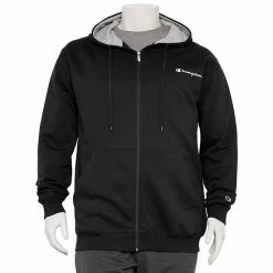 Big & Tall Champion® Powerblend Full-Zip Fleece Hoodie Granite Heather