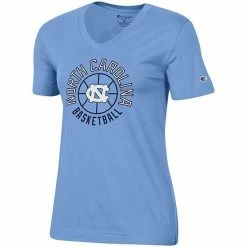 Women's Champion Carolina Blue North Carolina Tar Heels Basketball V-Neck T-Shirt -Champion shop unnamed file 4481