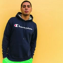 Men's Champion® Powerblend Fleece Graphic Pullover Hoodie Classic Sky Blue -Champion shop unnamed file 45