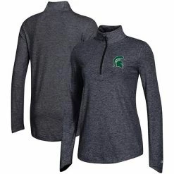 Women's Champion Heathered Black Michigan State Spartans Field Day Quarter-Zip Jacket