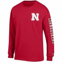 Men's Champion Scarlet Nebraska Huskers Team Stack Long Sleeve T-Shirt -Champion shop unnamed file 4611
