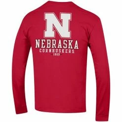 Men's Champion Scarlet Nebraska Huskers Team Stack Long Sleeve T-Shirt -Champion shop unnamed file 4612
