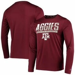 Men's Champion Maroon Texas A&M Aggies Wordmark Slash Long Sleeve T-Shirt -Champion shop unnamed file 4633