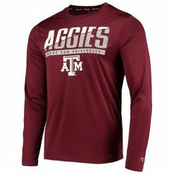 Men's Champion Maroon Texas A&M Aggies Wordmark Slash Long Sleeve T-Shirt -Champion shop unnamed file 4634