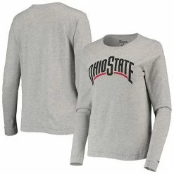 Women's Champion Heathered Gray Ohio State Buckeyes University Logo Long Sleeve T-Shirt