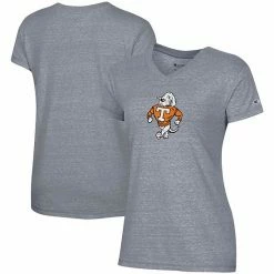 Women's Champion Gray Tennessee Volunteers Vault Logo V-Neck T-Shirt