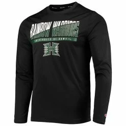Men's Champion Black Hawaii Warriors Wordmark Slash Long Sleeve T-Shirt -Champion shop unnamed file 4741