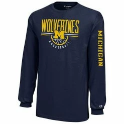 Youth Champion Navy Michigan Wolverines Basketball Long Sleeve T-Shirt