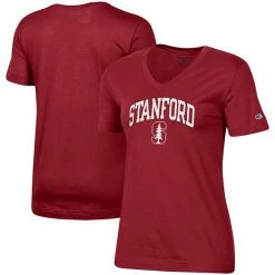 Women's Champion Cardinal Stanford Cardinal University Arch Logo V-Neck T-Shirt