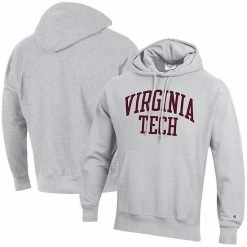 Men's Champion Heathered Gray Virginia Tech Hokies Team Arch Reverse Weave Pullover Hoodie -Champion shop unnamed file 4911