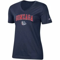 Women's Champion Navy Gonzaga Bulldogs University Arch Logo V-Neck T-Shirt -Champion shop unnamed file 4915