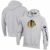 Men's Champion Heathered Gray Chicago Blackhawks Reverse Weave Pullover Hoodie -Champion shop unnamed file 4983