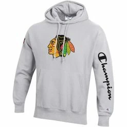 Men's Champion Heathered Gray Chicago Blackhawks Reverse Weave Pullover Hoodie 4 Men's Champion Heathered Gray Chicago Blackhawks Reverse Weave Pullover Hoodie -Champion shop unnamed file 4985