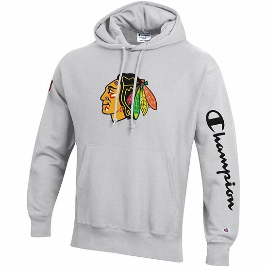 Men's Champion Heathered Gray Chicago Blackhawks Reverse Weave Pullover Hoodie Men's Champion Heathered Gray Chicago Blackhawks Reverse Weave Pullover Hoodie -Champion shop unnamed file 4985