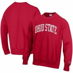 Men's Champion Scarlet Ohio State Buckeyes Arch Reverse Weave Pullover Sweatshirt -Champion shop unnamed file 5151