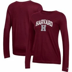 Women's Champion Crimson Harvard Crimson University Arch Logo Long Sleeve T-Shirt