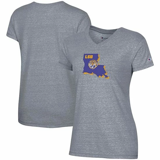 Women's Champion Gray LSU Tigers Vault Logo V-Neck T-Shirt Women's Champion Gray LSU Tigers Vault Logo V-Neck T-Shirt -Champion shop unnamed file 5249
