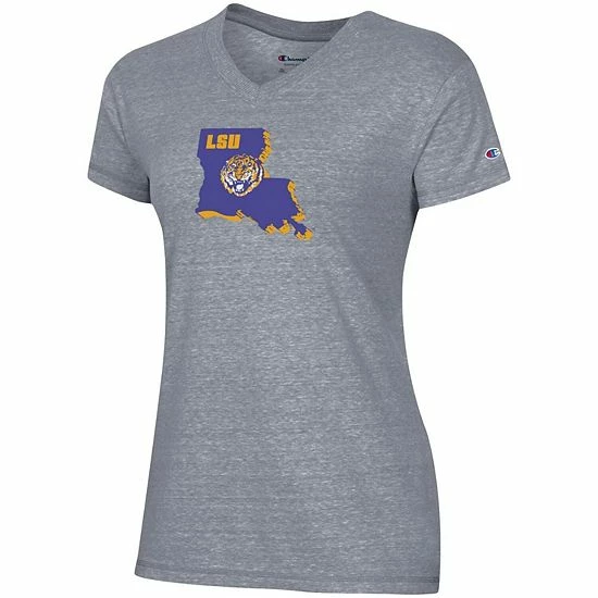Women's Champion Gray LSU Tigers Vault Logo V-Neck T-Shirt Women's Champion Gray LSU Tigers Vault Logo V-Neck T-Shirt -Champion shop unnamed file 5250