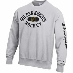 Men's Champion Heathered Gray Vegas Golden Knights Reverse Weave Pullover Sweatshirt -Champion shop unnamed file 5258