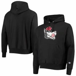 Men's Champion Black NC State Wolfpack Vault Logo Reverse Weave Pullover Hoodie