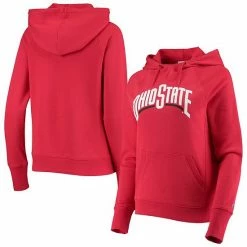 Women's Champion Scarlet Ohio State Buckeyes Arch Raglan Pullover Hoodie