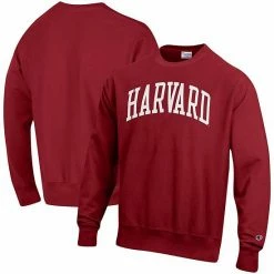 Men's Champion Crimson Harvard Crimson Arch Reverse Weave Pullover Sweatshirt -Champion shop unnamed file 5711