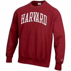 Men's Champion Crimson Harvard Crimson Arch Reverse Weave Pullover Sweatshirt -Champion shop unnamed file 5712