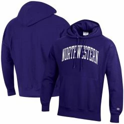 Men's Champion Purple Northwestern Wildcats Team Arch Reverse Weave Pullover Hoodie -Champion shop unnamed file 5782