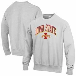 Men's Champion Gray Iowa State Cyclones Arch Over Logo Reverse Weave Pullover Sweatshirt -Champion shop unnamed file 5790