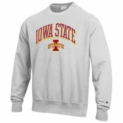 Men's Champion Gray Iowa State Cyclones Arch Over Logo Reverse Weave Pullover Sweatshirt -Champion shop unnamed file 5791