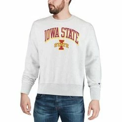 Men's Champion Gray Iowa State Cyclones Arch Over Logo Reverse Weave Pullover Sweatshirt -Champion shop unnamed file 5793