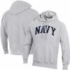 Men's Champion Heathered Gray Navy Midshipmen Team Arch Reverse Weave Pullover Hoodie -Champion shop unnamed file 5970