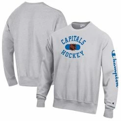 Men's Champion Heathered Gray Washington Capitals Reverse Weave Pullover Sweatshirt -Champion shop unnamed file 5975