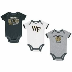 Newborn & Infant Champion Black/Heather Gray/White Wake Forest Demon Deacons Three-Pack Bodysuit Set