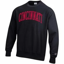 Men's Champion Black Cincinnati Bearcats Arch Reverse Weave Pullover Sweatshirt -Champion shop unnamed file 6095