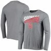 Men's Champion Gray Oklahoma Sooners Wordmark Slash Long Sleeve T-Shirt -Champion shop unnamed file 6156