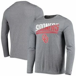 Men's Champion Gray Oklahoma Sooners Wordmark Slash Long Sleeve T-Shirt -Champion shop unnamed file 6157