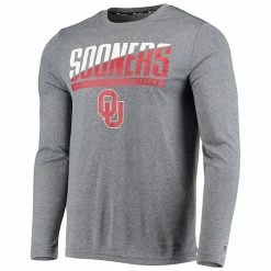 Men's Champion Gray Oklahoma Sooners Wordmark Slash Long Sleeve T-Shirt -Champion shop unnamed file 6158