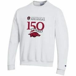 Men's Champion White Arkansas Razorbacks 150th Anniversary Pullover Sweatshirt -Champion shop unnamed file 6189
